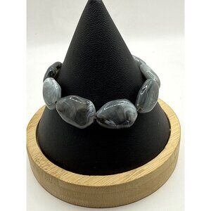 Chunky Marbled Swirl Irregularly Shaped Faux Stone Stretch Bracelet